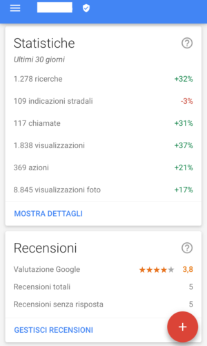 statistiche google my business