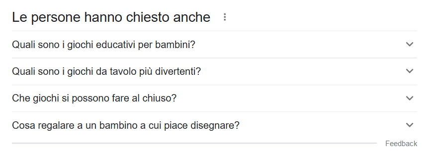 Sezione 'Le persone hanno chiesto anche' di Google Search